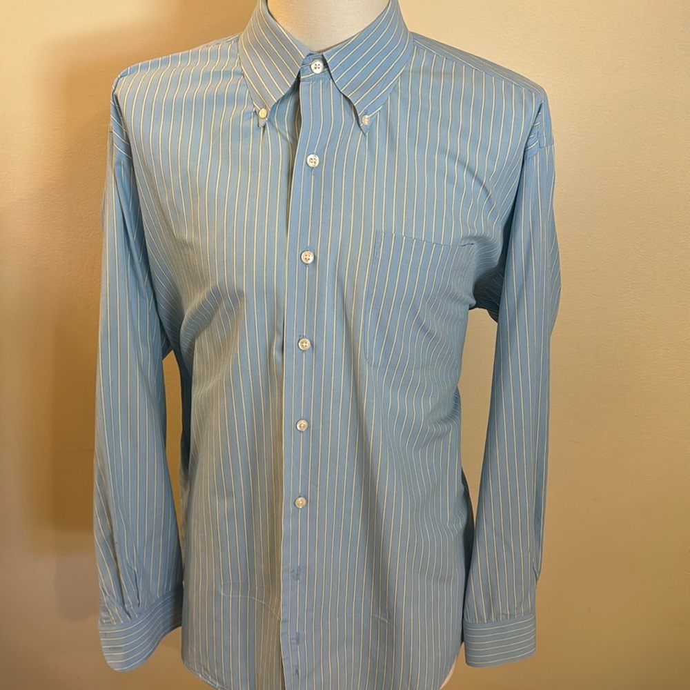 Nautica Blue and White Stripe 100% Cotton 17” 34/35 Button Shirt